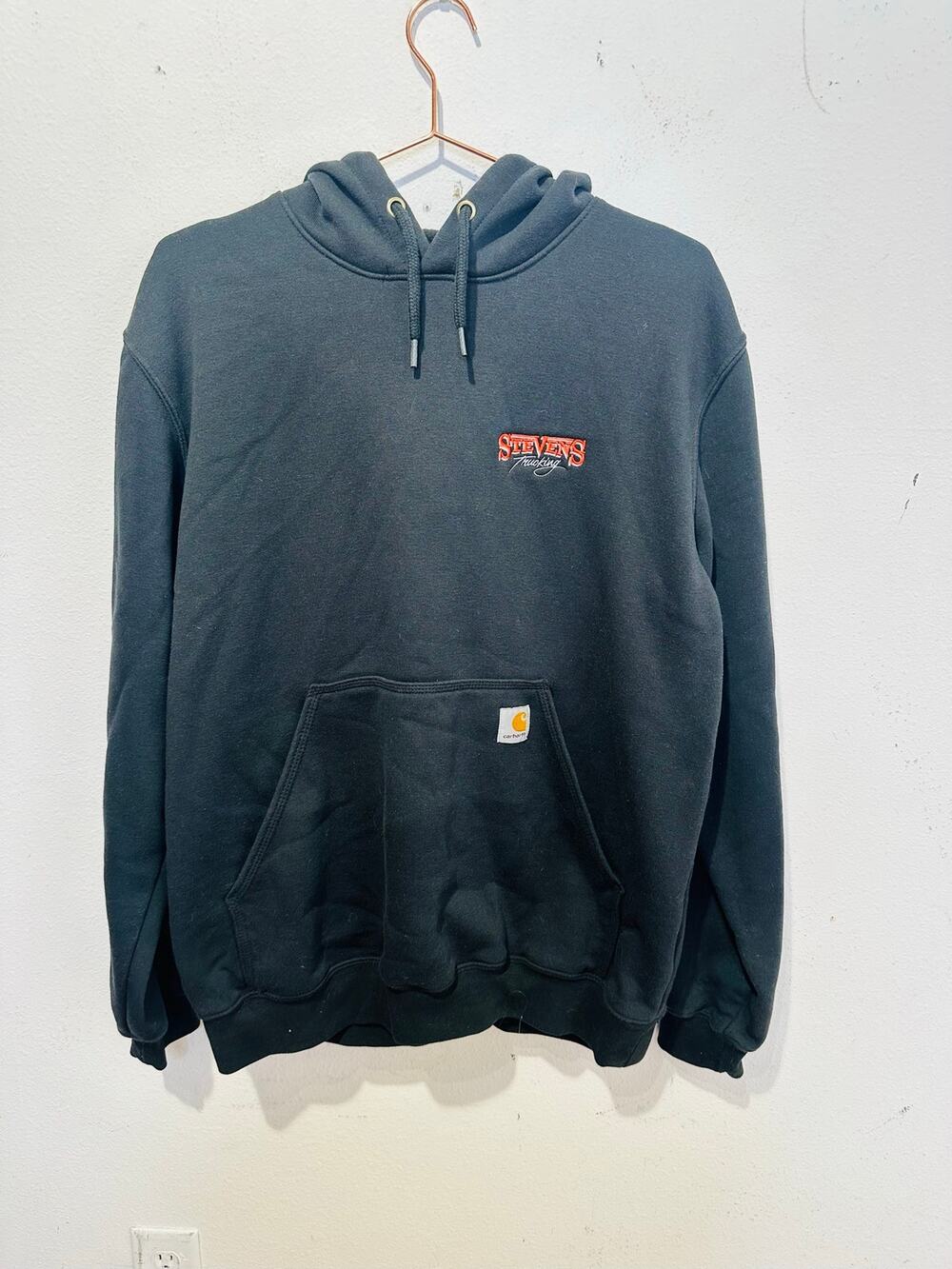 CARHARTT Black Steve's Trucking Vintage Hooded Front Pocket Sweatshirt size M